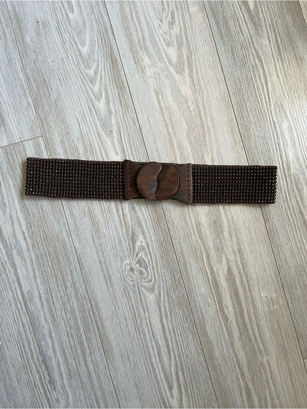 Brown Elastic Beaded Waist Belt